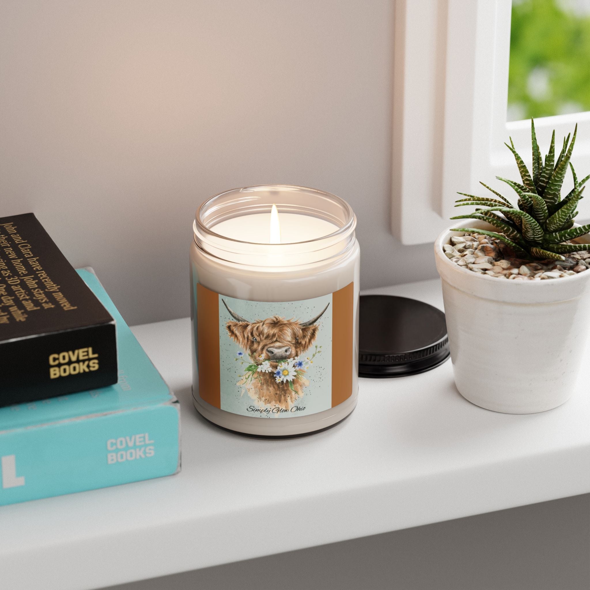 Scented Soy Candle, 9oz, highland cow, country,farm life - Simply Glow Ohio