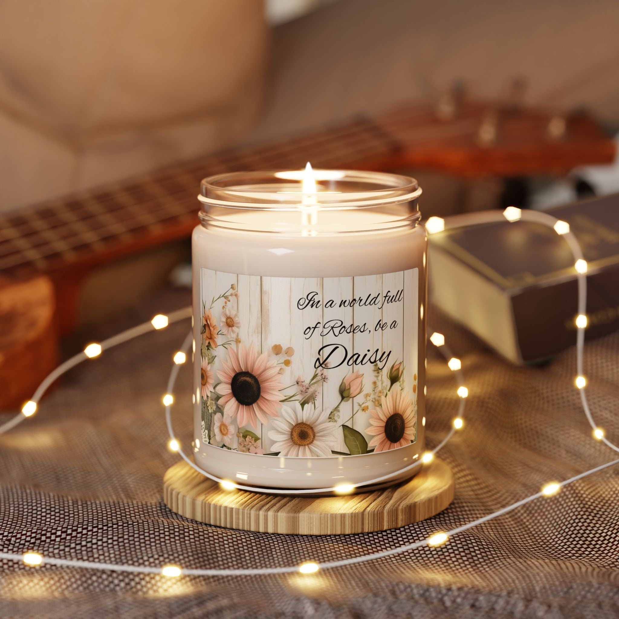 Scented Soy Candle, 9oz, Inspirational saying with Daisies - Simply Glow Ohio