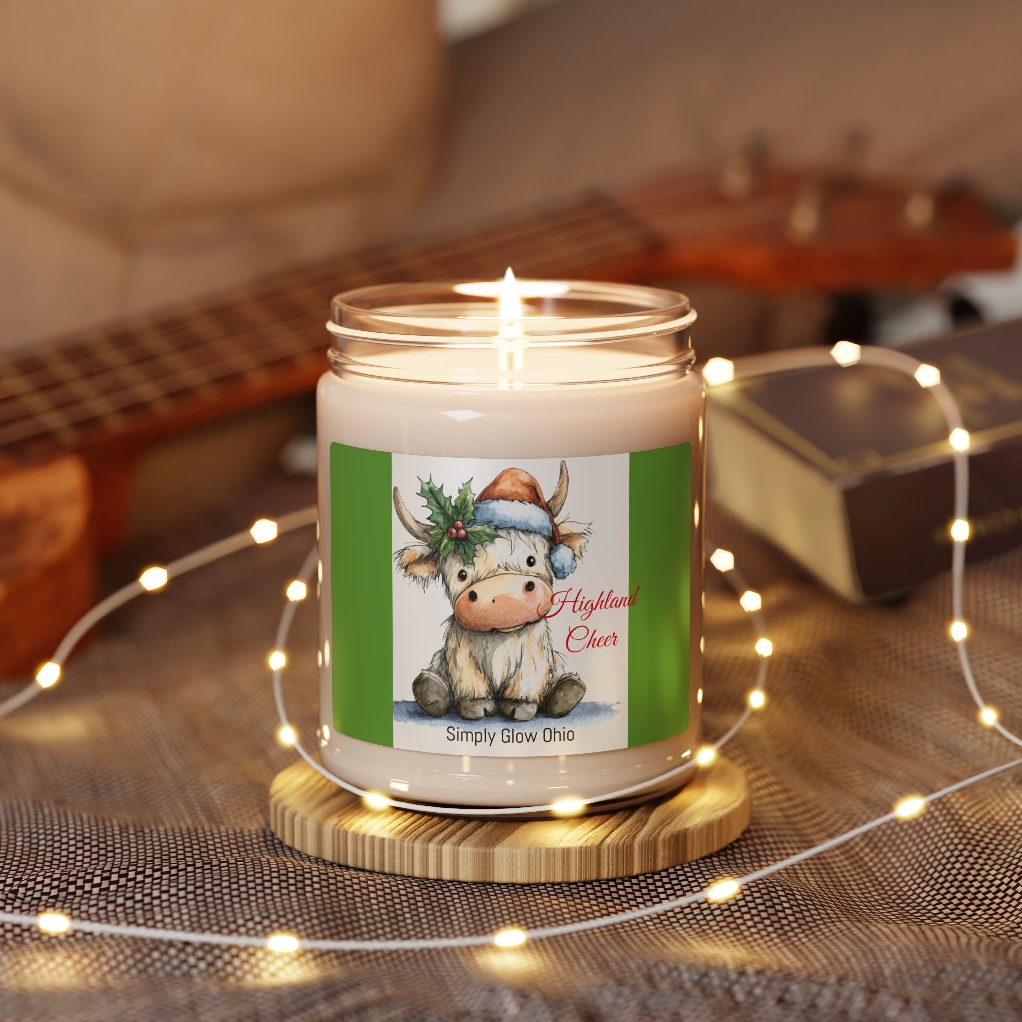 Scented Soy Candle, 9oz, highland cow Christmas, home decor - Simply Glow Ohio