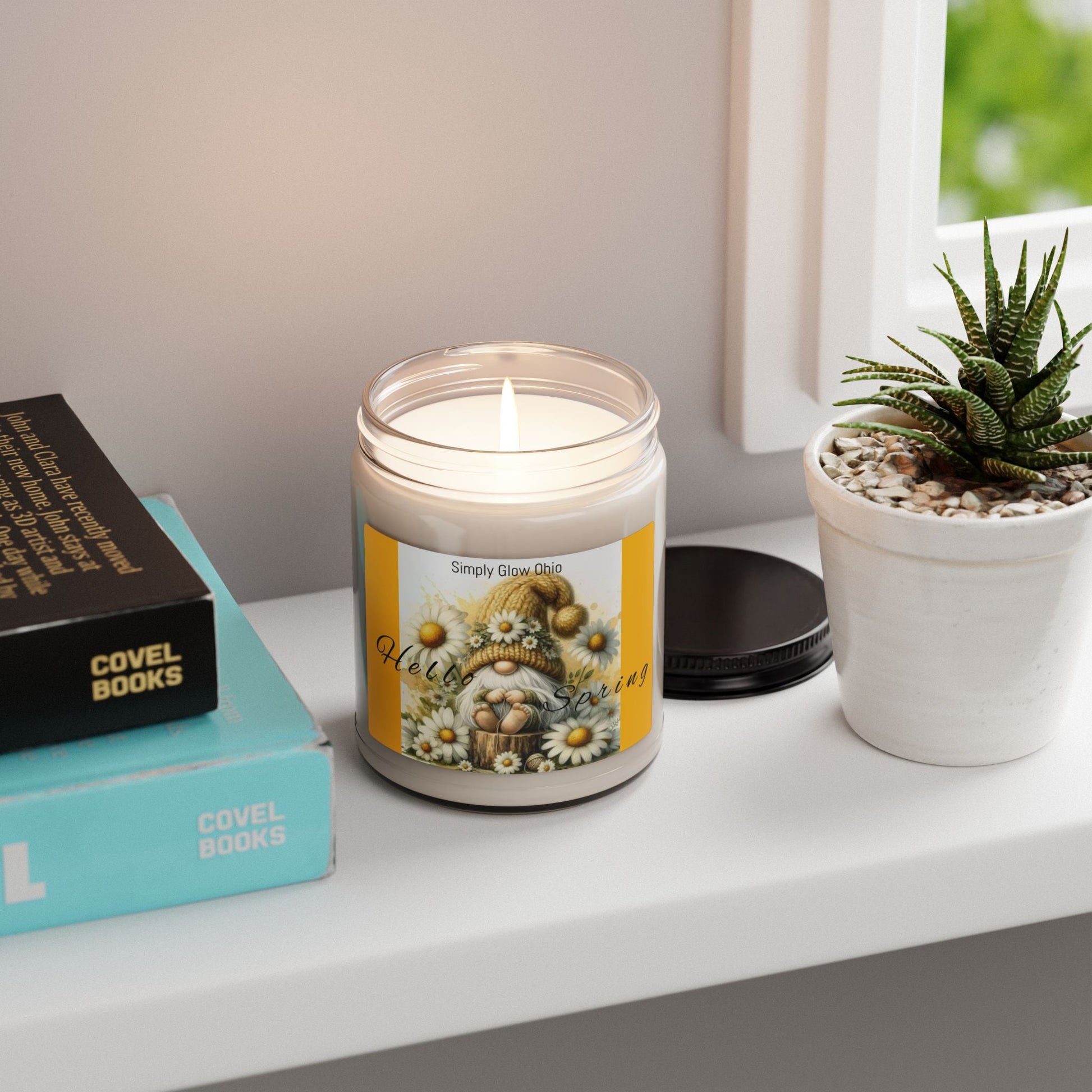 Scented Soy Candle, 9oz, springtime daisies design - Simply Glow Ohio