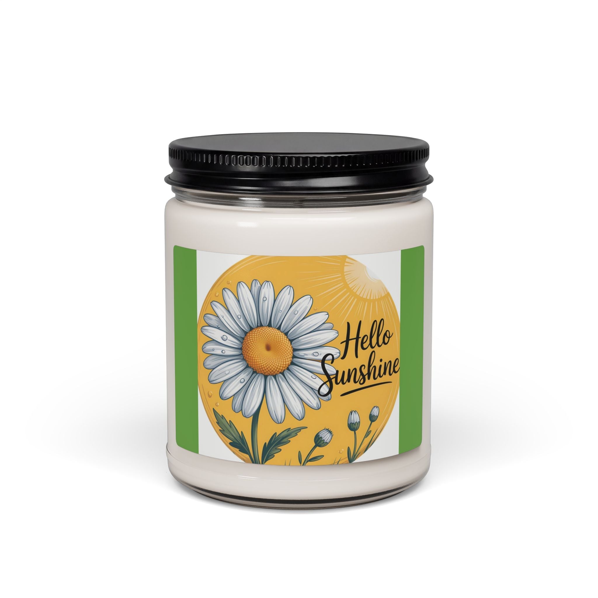 Scented Soy Candle, 9oz, Hello Sunshine, with Daisy design - Simply Glow Ohio