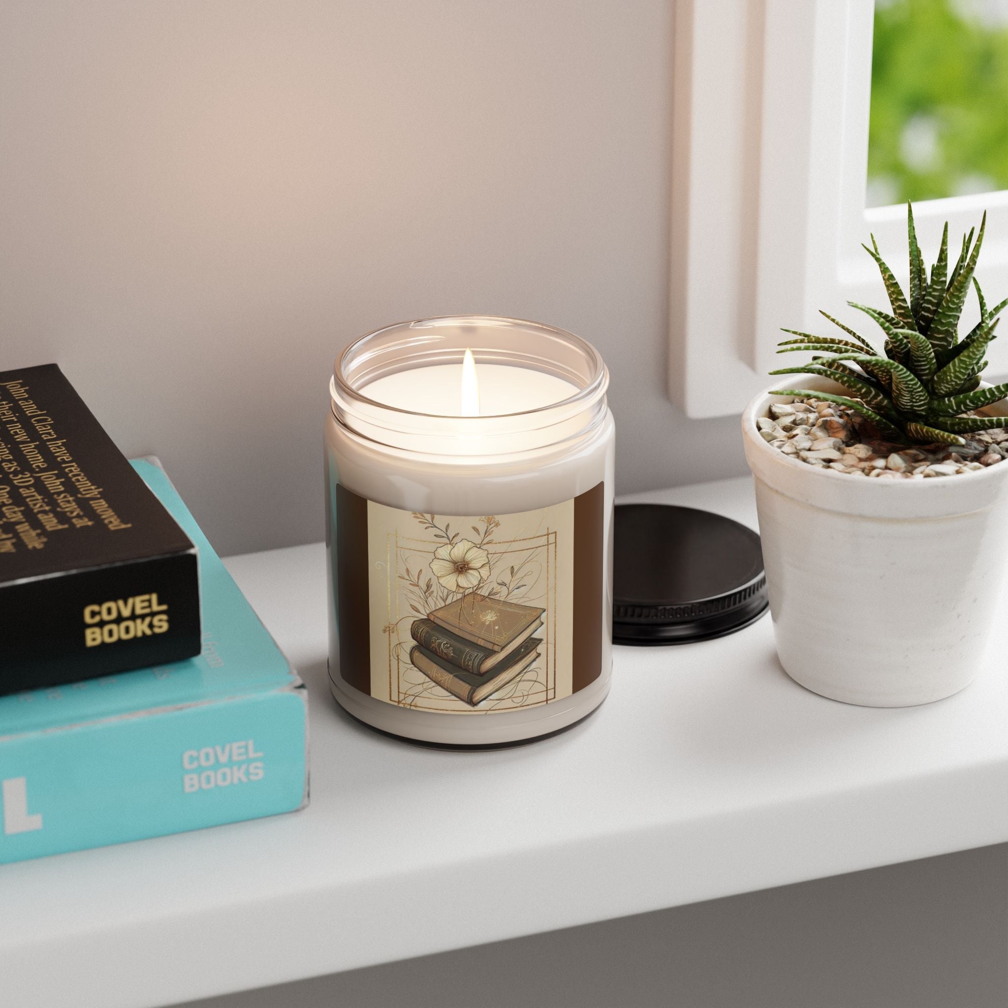 Scented Soy Candle, 9oz, book lover, stacked books - Simply Glow Ohio