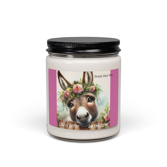 Scented Soy Candle, 9oz, country, Farm life decor, donkey - Simply Glow Ohio