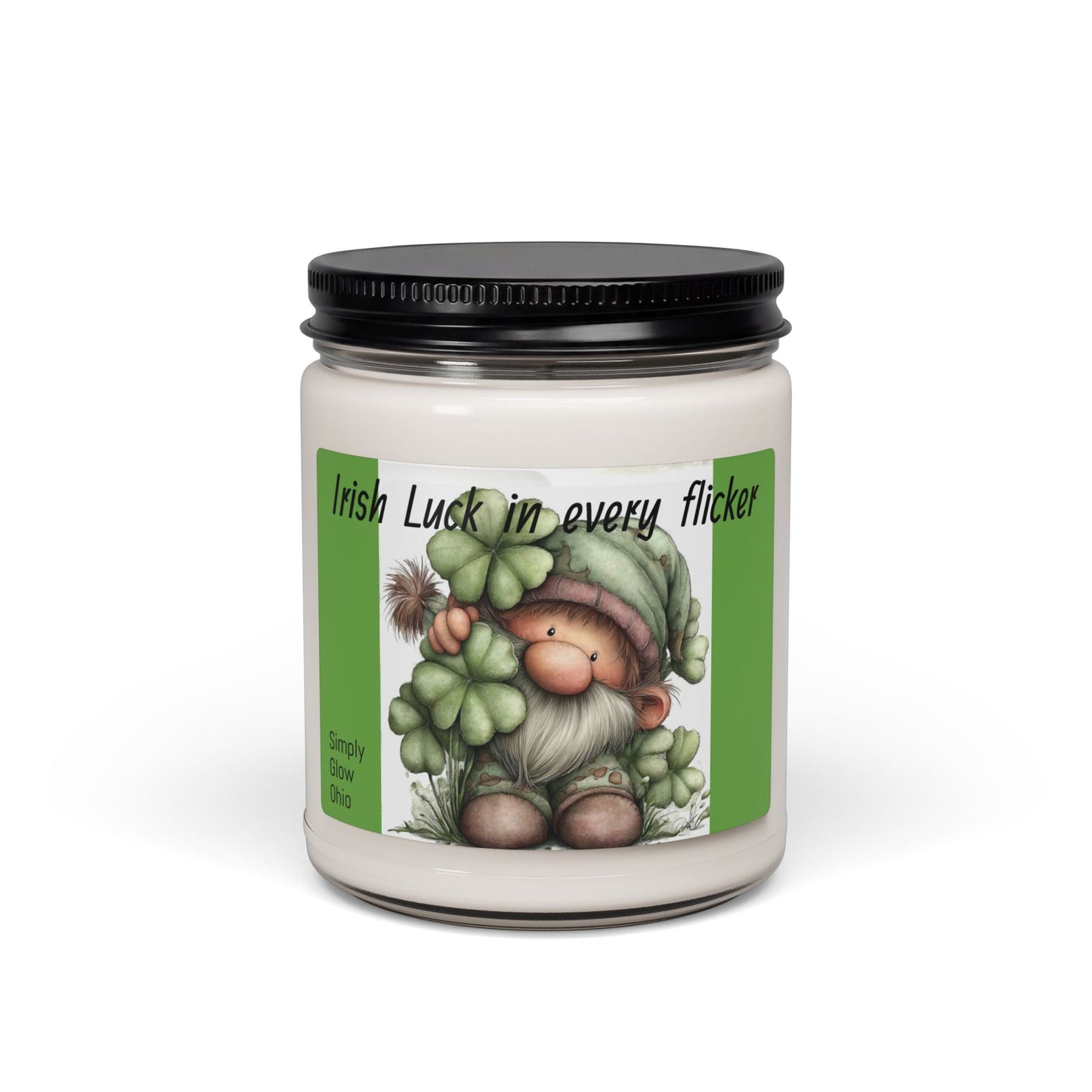 Scented Soy Candle, 9oz, St. Patrick design - Simply Glow Ohio