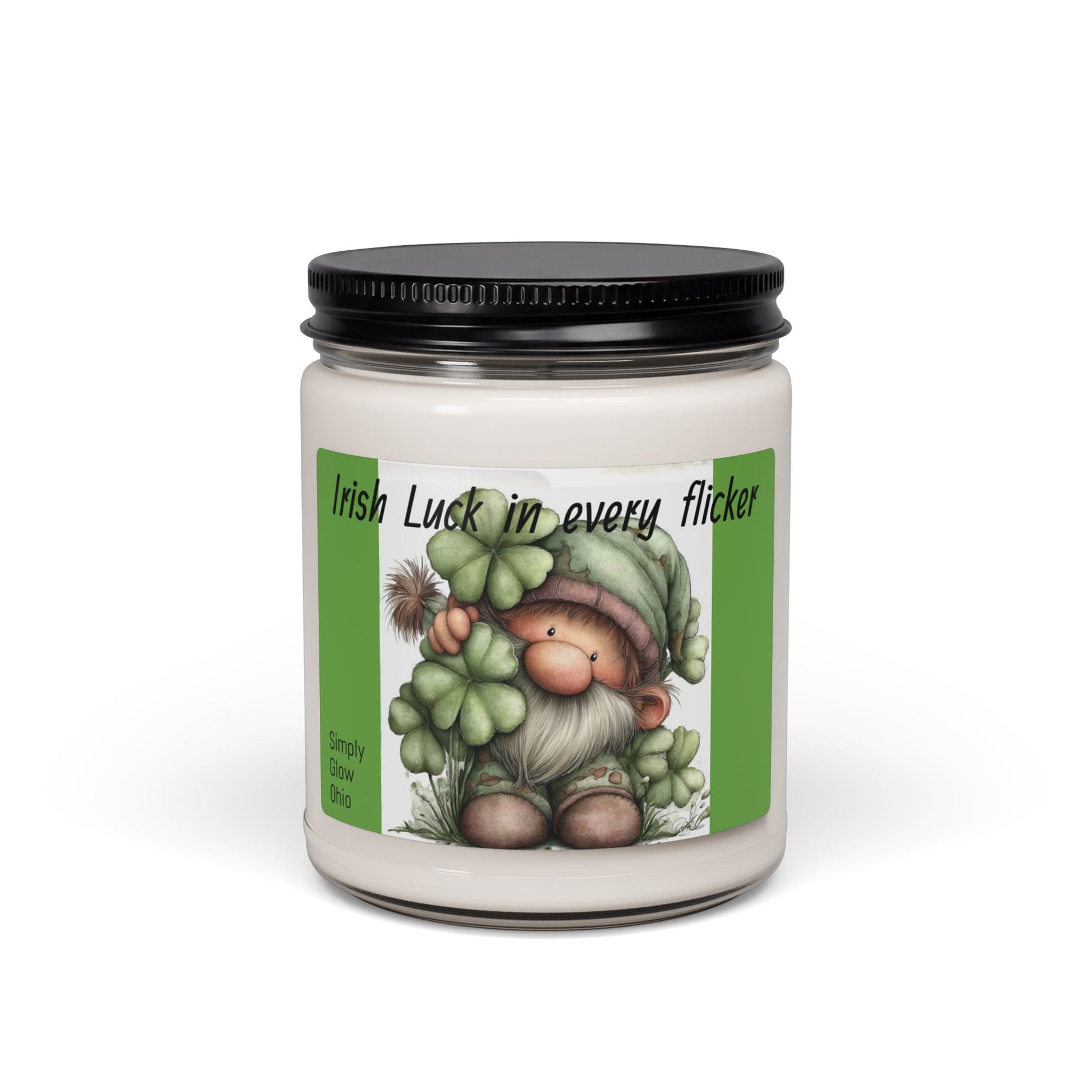 Scented Soy Candle, 9oz, St. Patrick design - Simply Glow Ohio