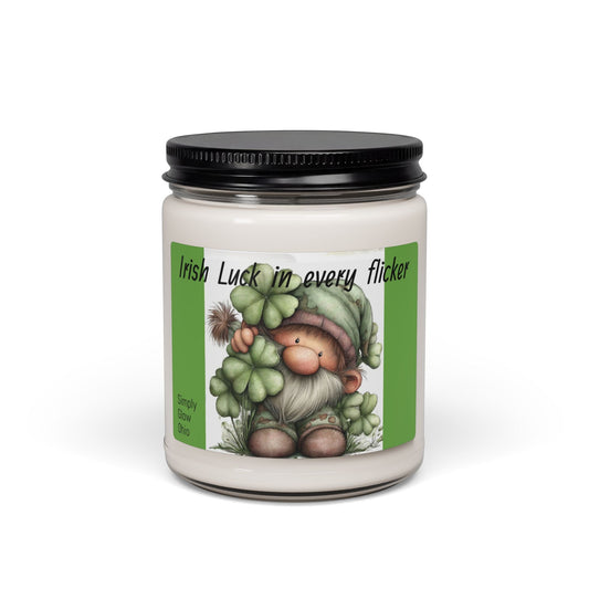 Scented Soy Candle, 9oz, St. Patrick design - Simply Glow Ohio