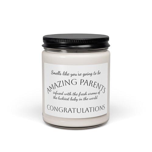 Congratulations New Parents Soy Candle — 'Amazing Parents' 9oz Scented Jar - Simply Glow Ohio