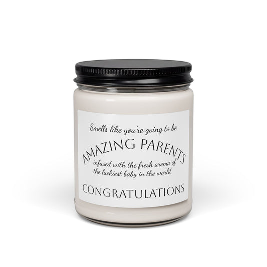 Congratulations New Parents Soy Candle — 'Amazing Parents' 9oz Scented Jar - Simply Glow Ohio