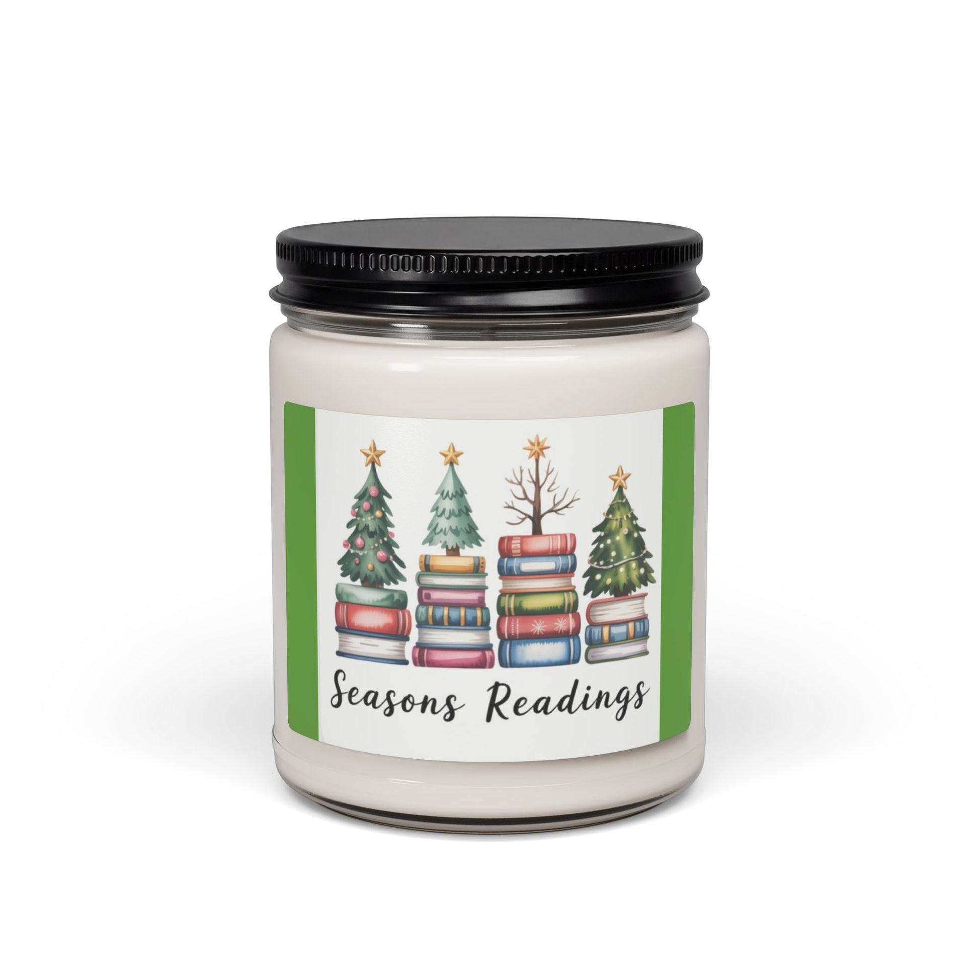 Scented Soy Candle, 9oz Christmas trees stacked books design - Simply Glow Ohio