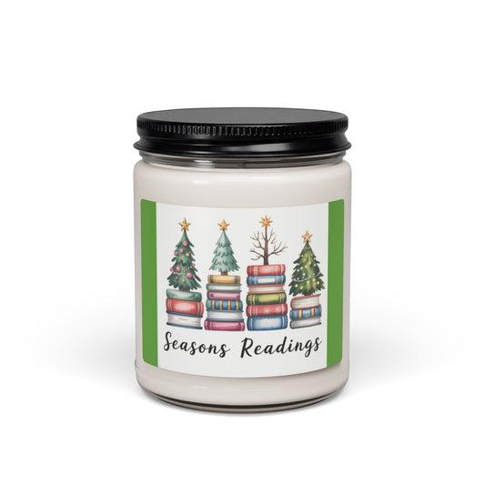 Scented Soy Candle, 9oz Christmas trees stacked books design - Simply Glow Ohio