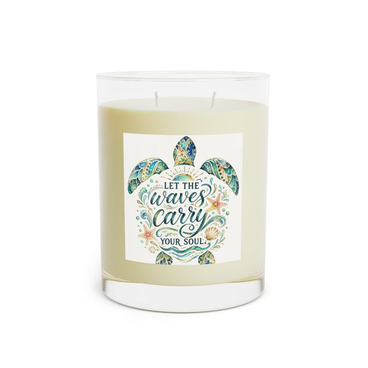 Scented Soy Candle - Full Glass, 11oz, coastal, turtle beach decor - Simply Glow Ohio