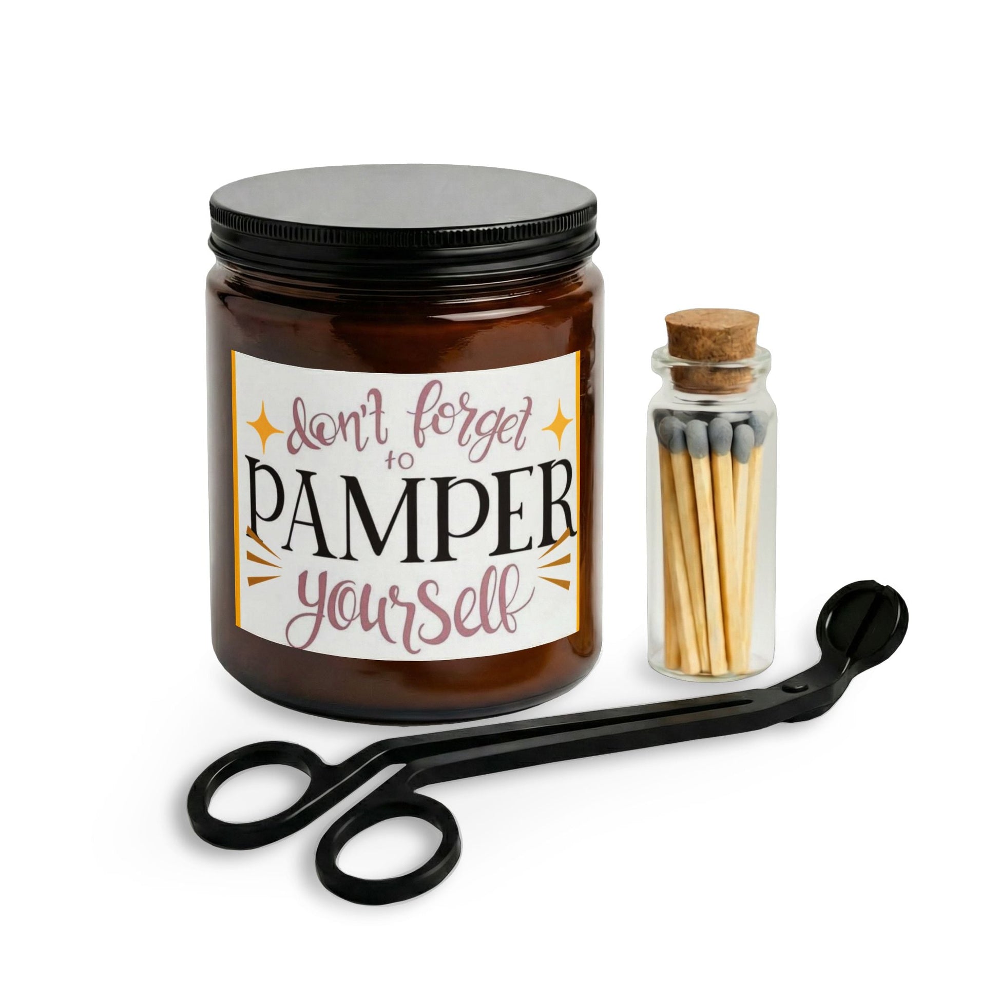 Candle Set with Matches and Wick Trimmer, Pamper yourself design - Simply Glow Ohio