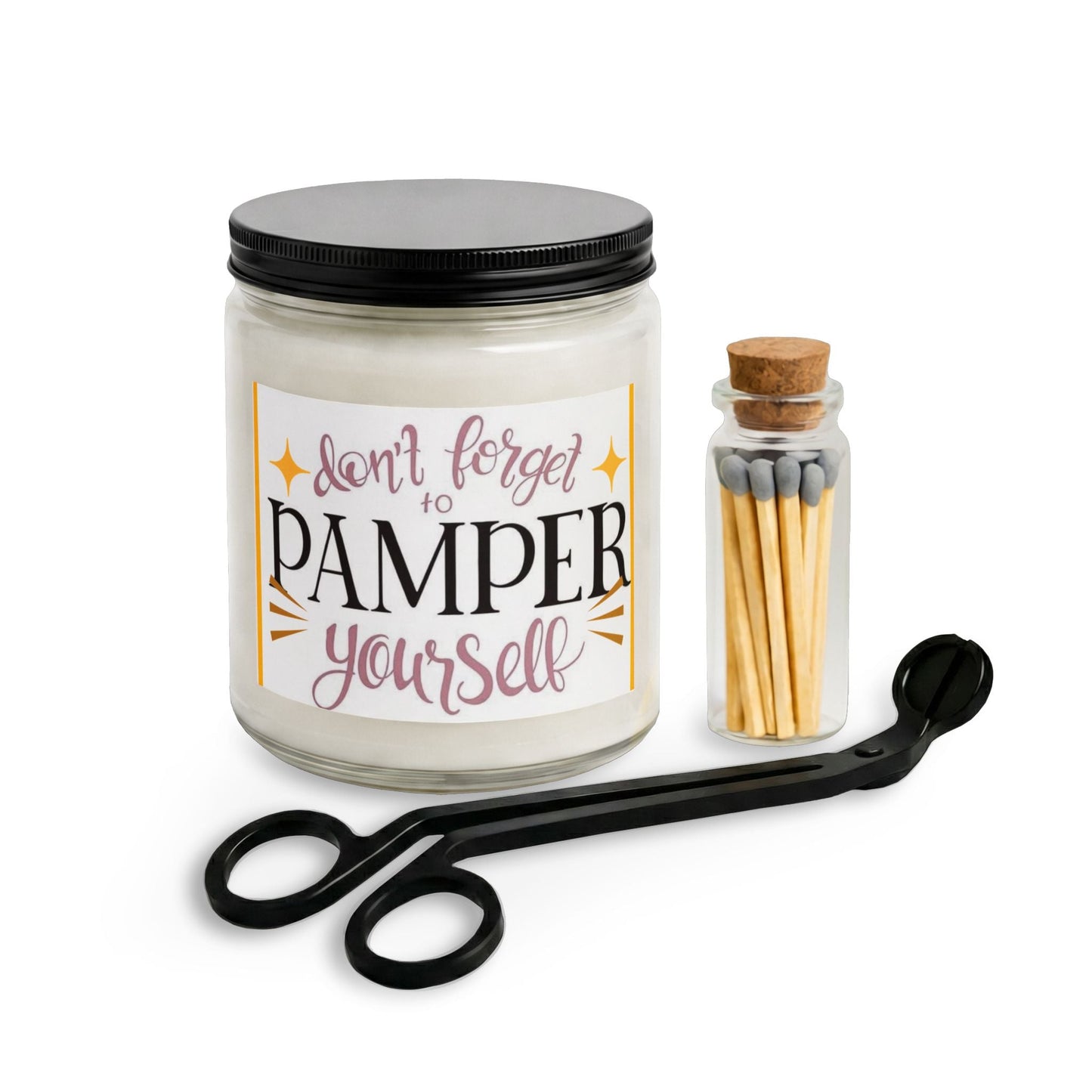 Candle Set with Matches and Wick Trimmer, Pamper yourself design - Simply Glow Ohio