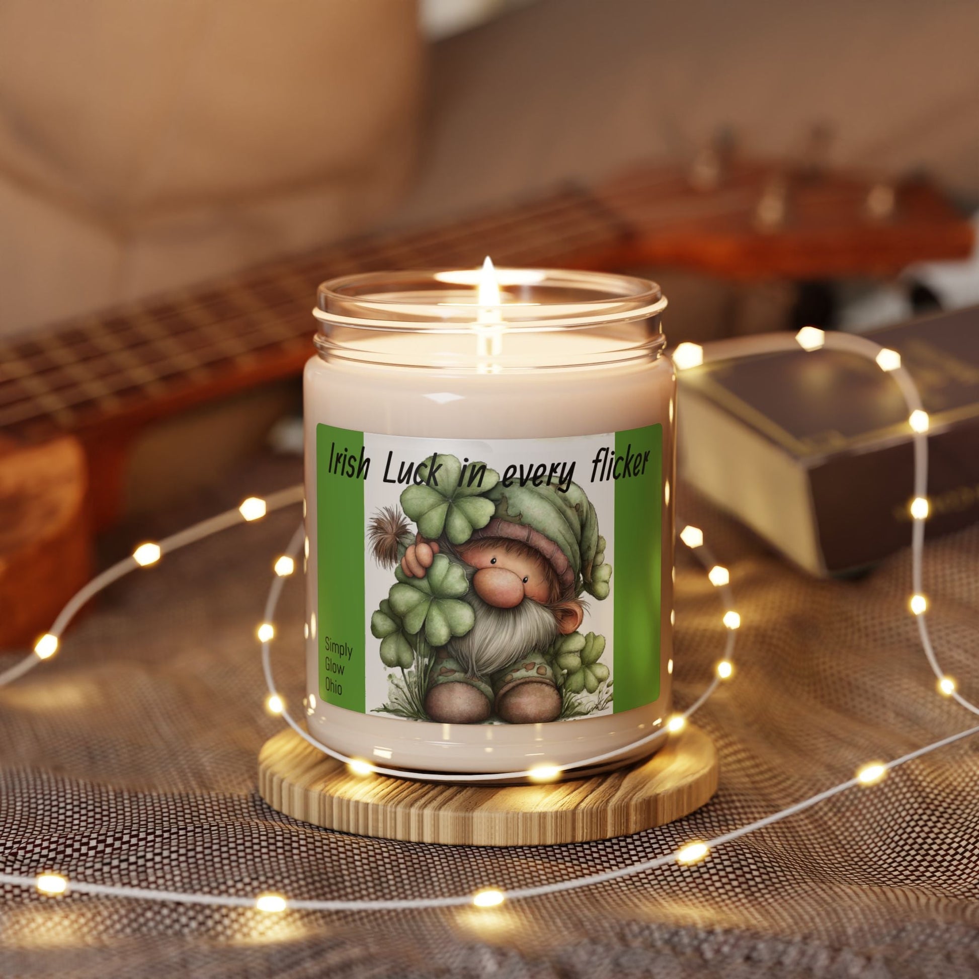 Scented Soy Candle, 9oz, St. Patrick design - Simply Glow Ohio