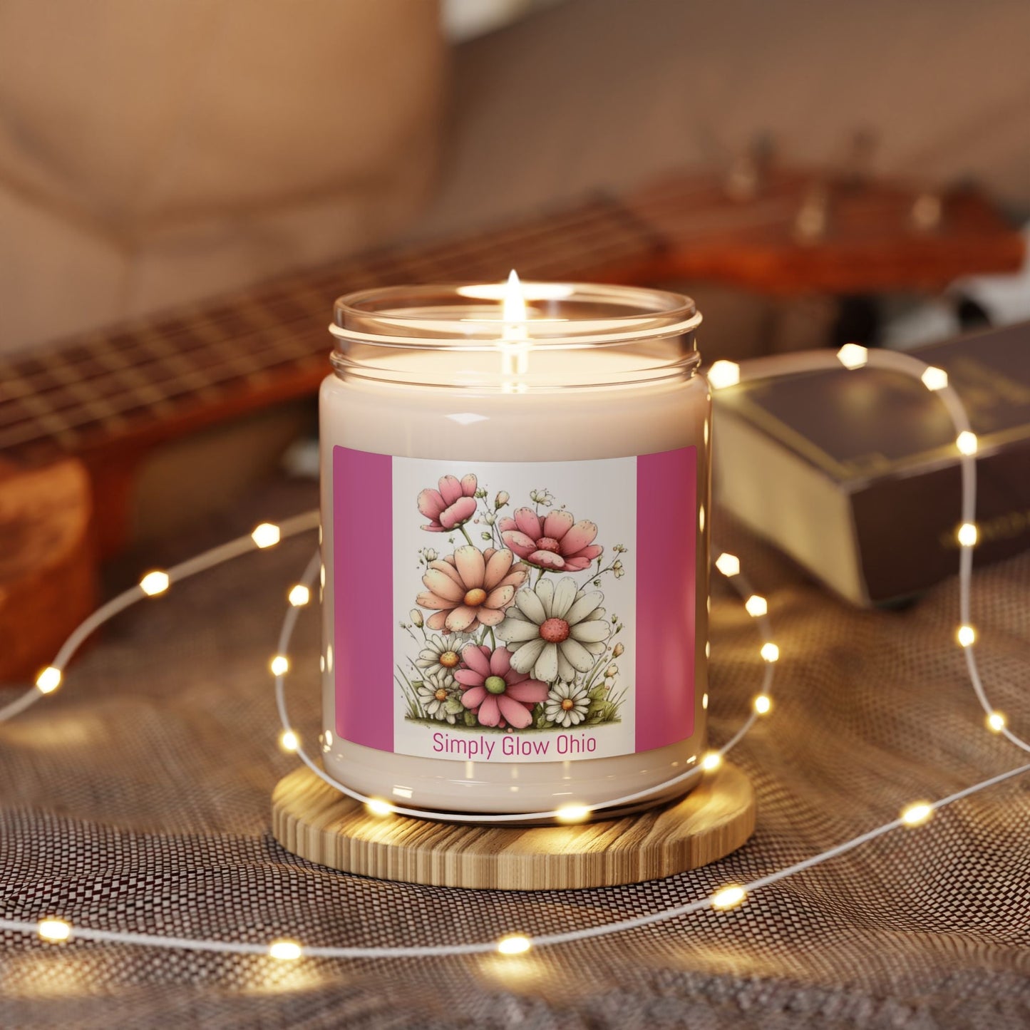 Scented Soy Candle, 9oz, flower design - Simply Glow Ohio