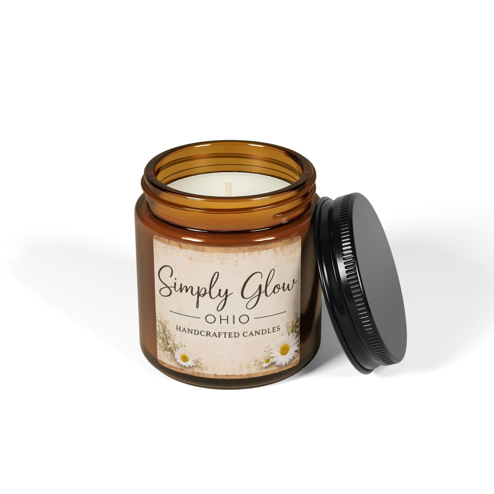 Scented Soy Candle (Multi - Size, Amber Jar) - Simply Glow Ohio