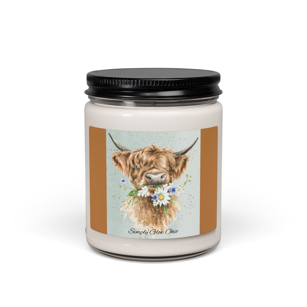 Scented Soy Candle, 9oz, highland cow, country,farm life - Simply Glow Ohio
