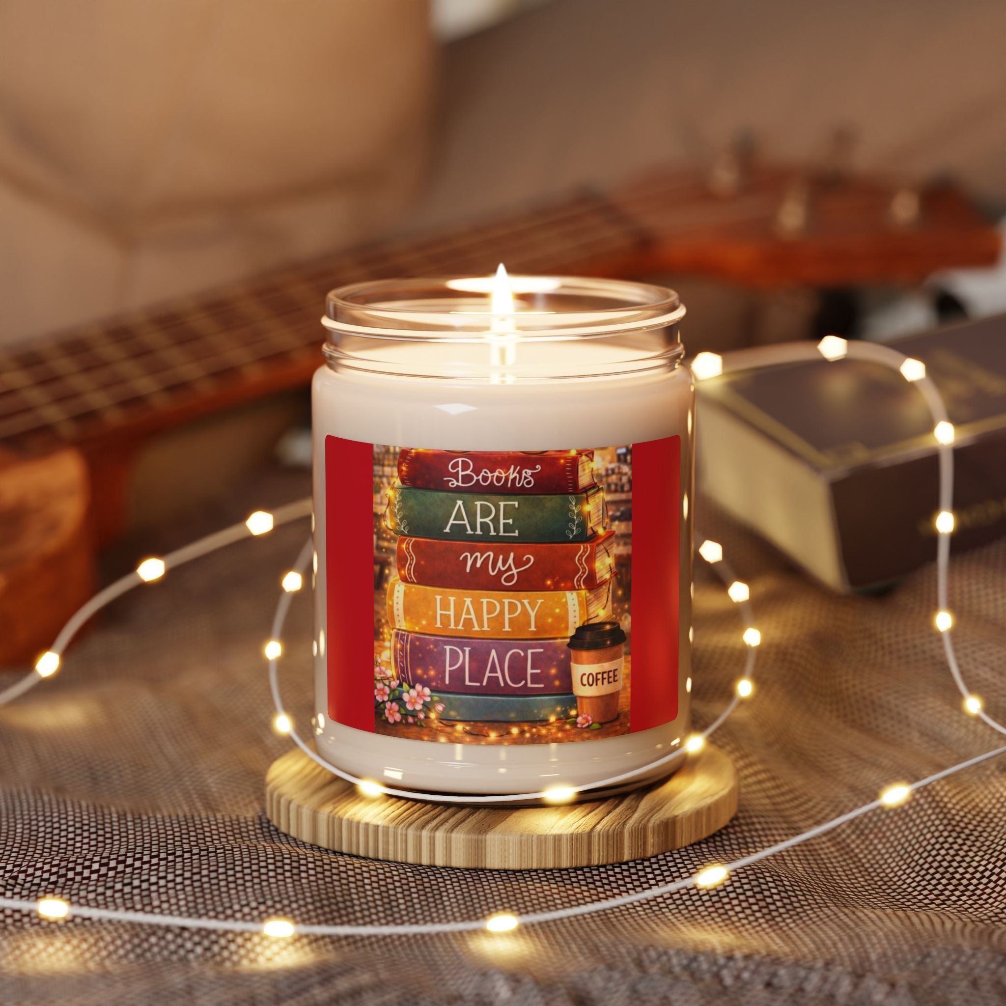 Scented Soy Candle, 9oz, custom stacked books, book lovers label - Simply Glow Ohio
