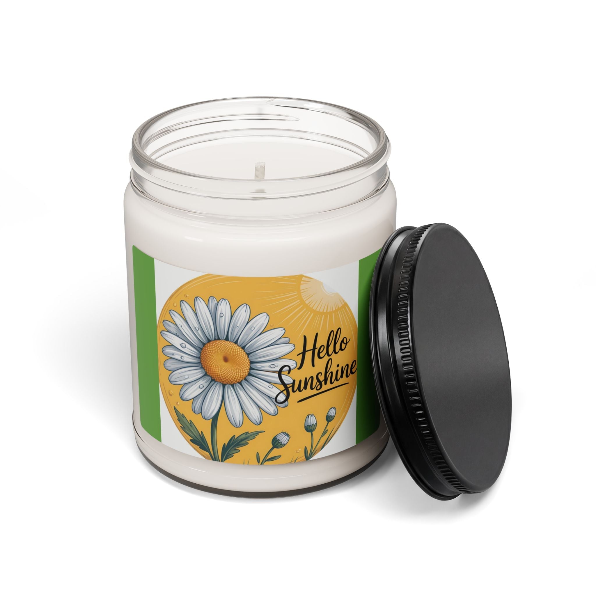 Scented Soy Candle, 9oz, Hello Sunshine, with Daisy design - Simply Glow Ohio
