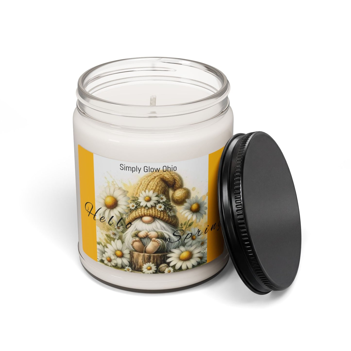 Scented Soy Candle, 9oz, springtime daisies design - Simply Glow Ohio