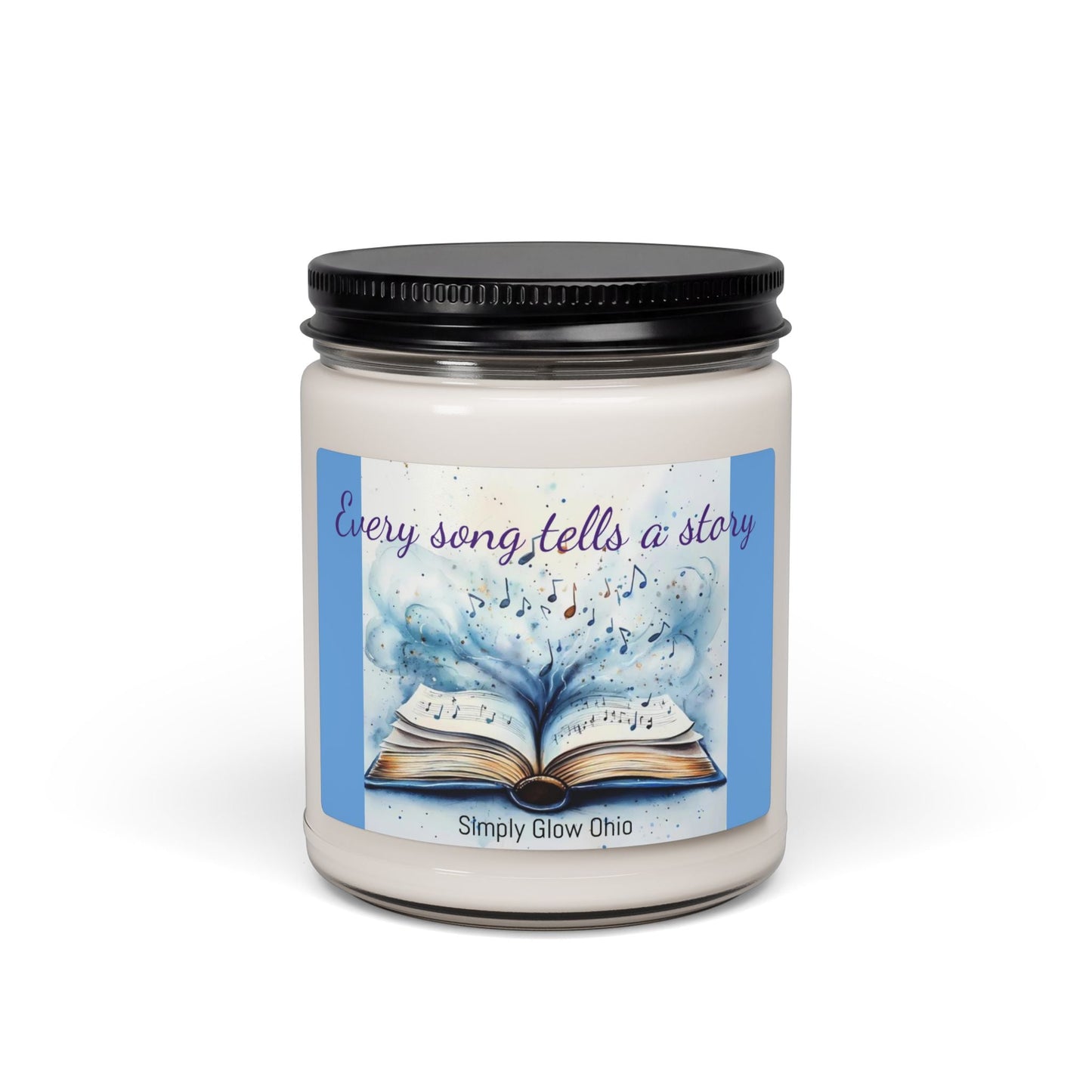 Scented Soy Candle, 9oz, book, music, home decor - Simply Glow Ohio