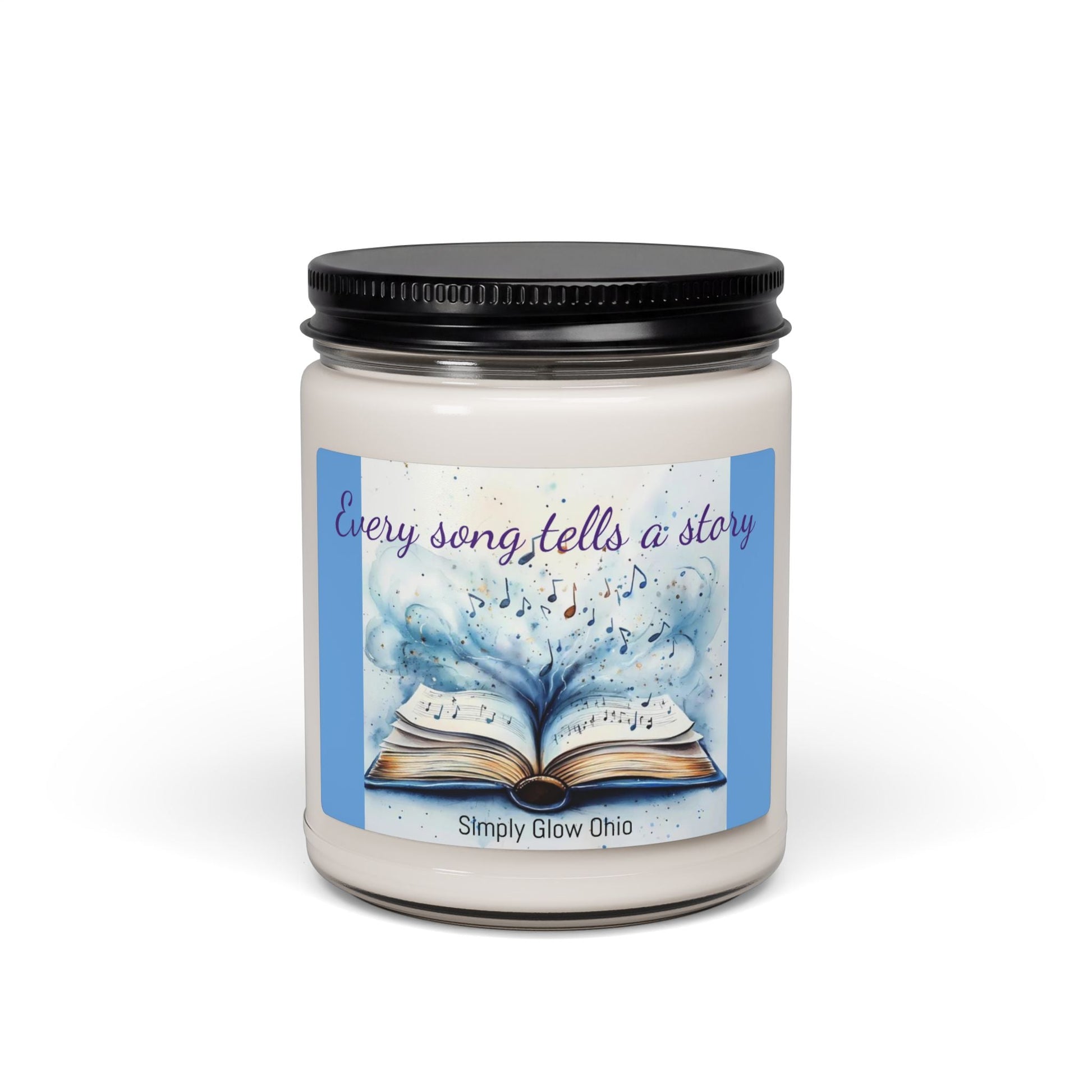 Scented Soy Candle, 9oz, book, music, home decor - Simply Glow Ohio