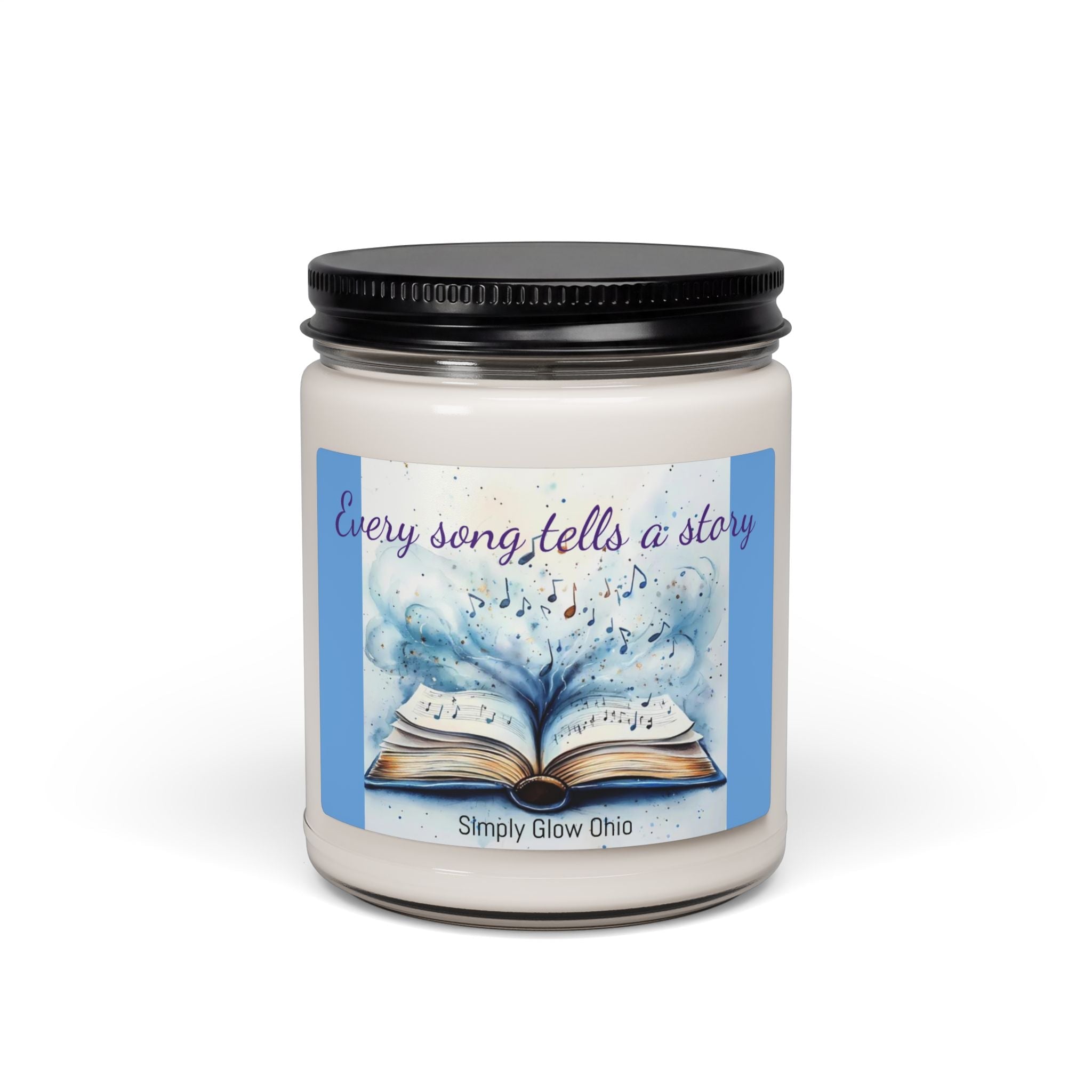 Scented Soy Candle, 9oz, book, music, home decor - Simply Glow Ohio