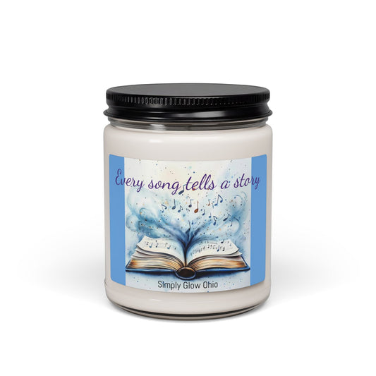 Scented Soy Candle, 9oz, book, music, home decor - Simply Glow Ohio