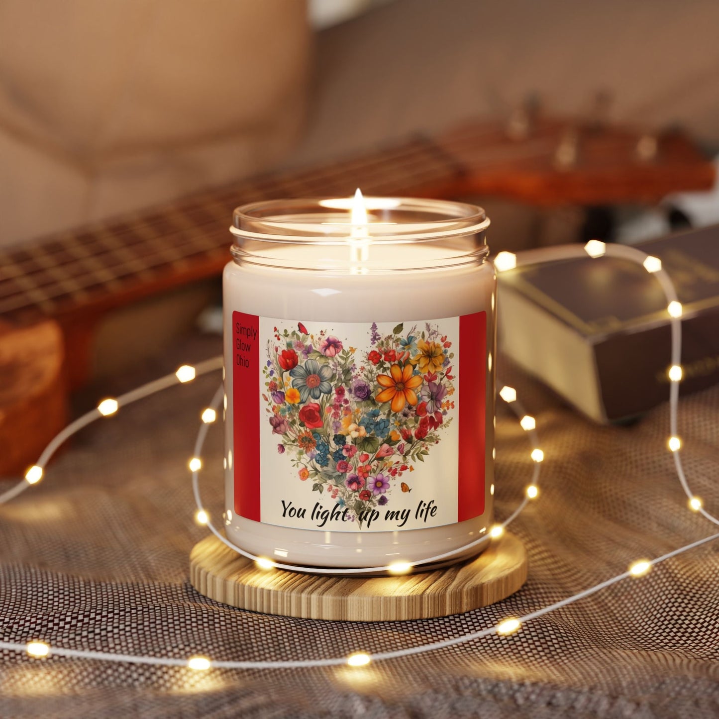 Scented Soy Candle, 9oz, flowers & love design - Simply Glow Ohio