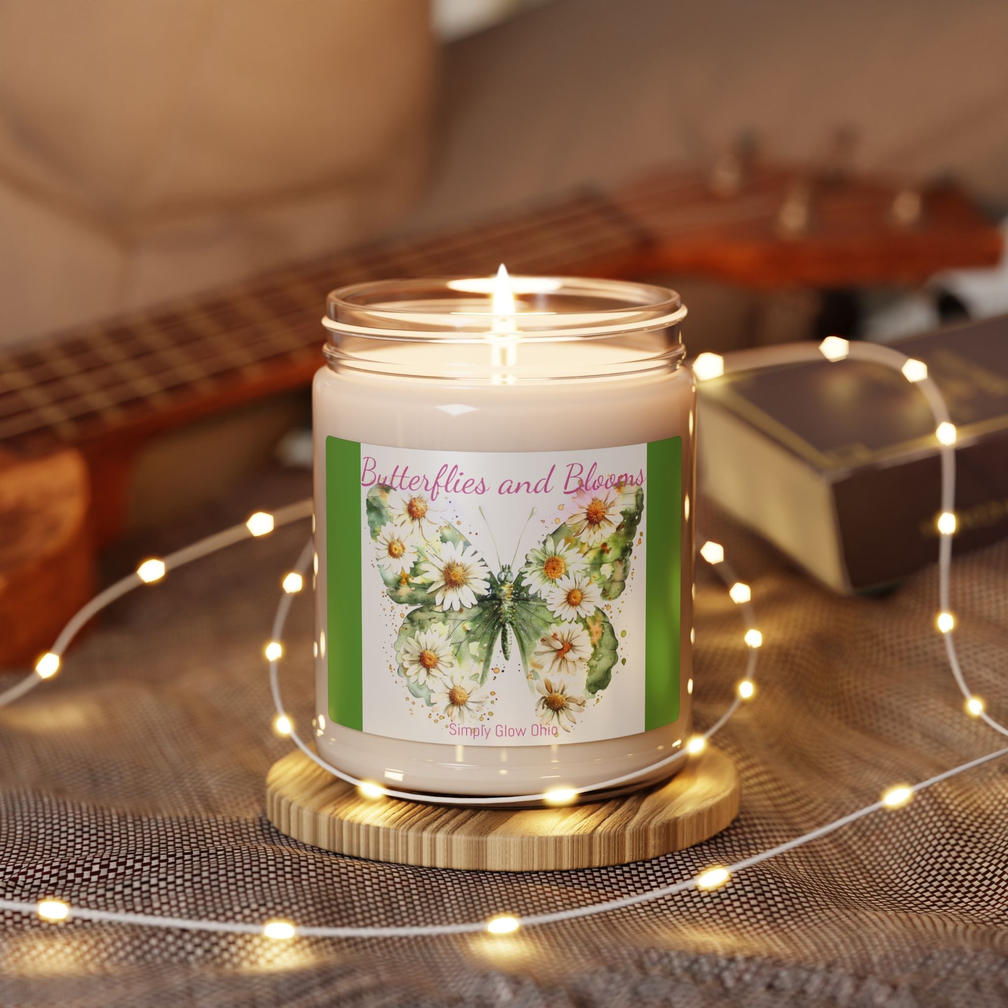 Scented Soy Candle, 9oz, Spring butterfly, home decor - Simply Glow Ohio