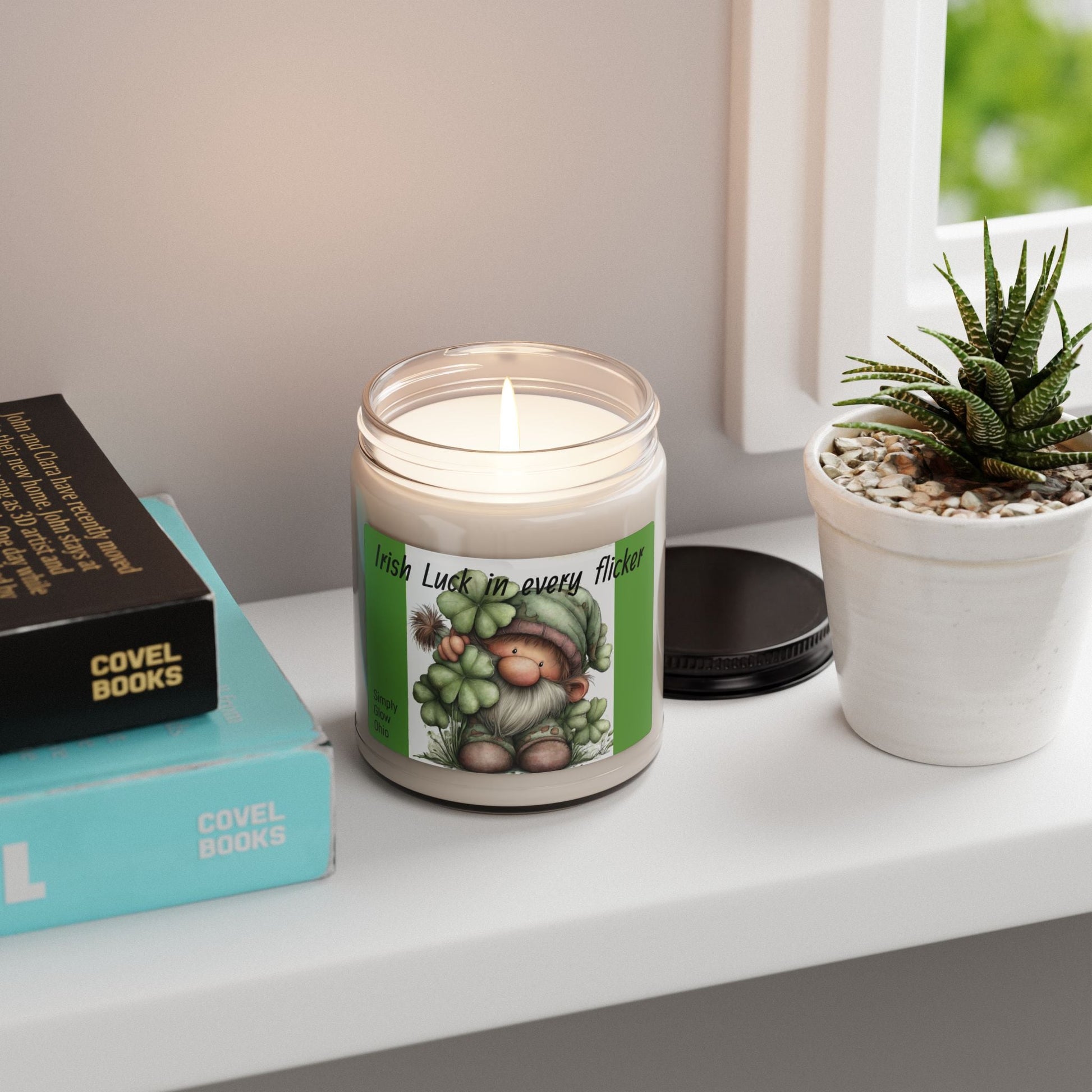 Scented Soy Candle, 9oz, St. Patrick design - Simply Glow Ohio