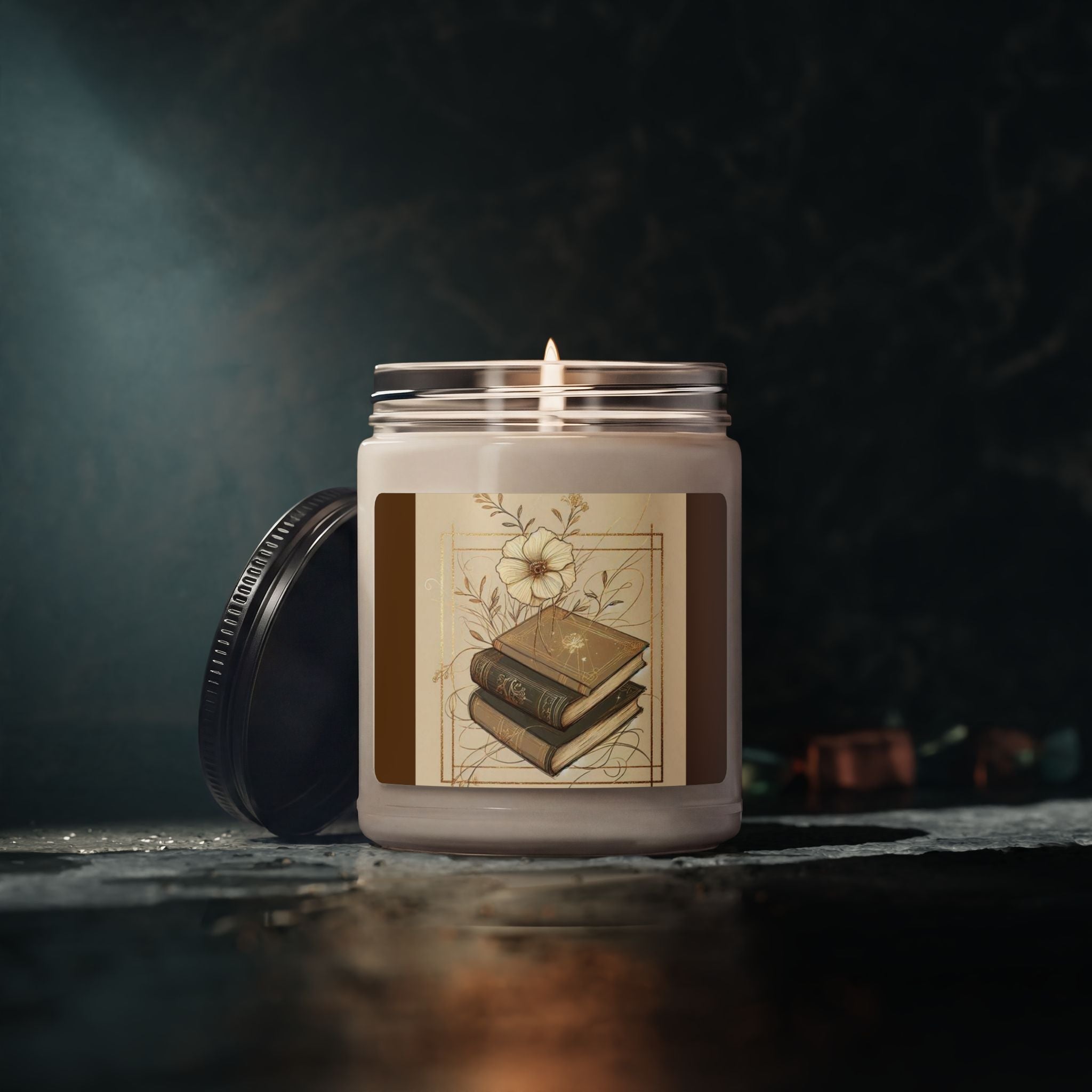 Scented Soy Candle, 9oz, book lover, stacked books - Simply Glow Ohio