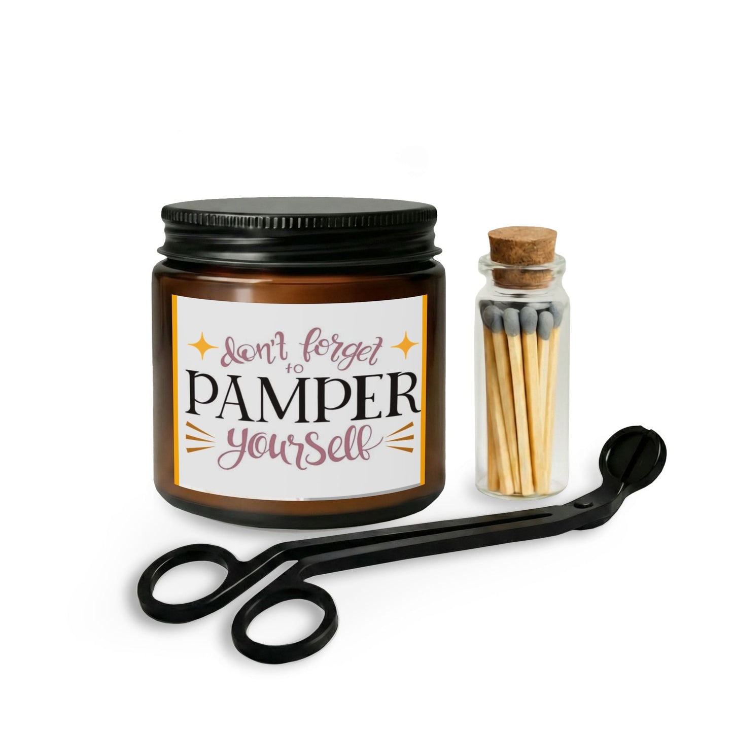 Candle Set with Matches and Wick Trimmer, Pamper yourself design - Simply Glow Ohio